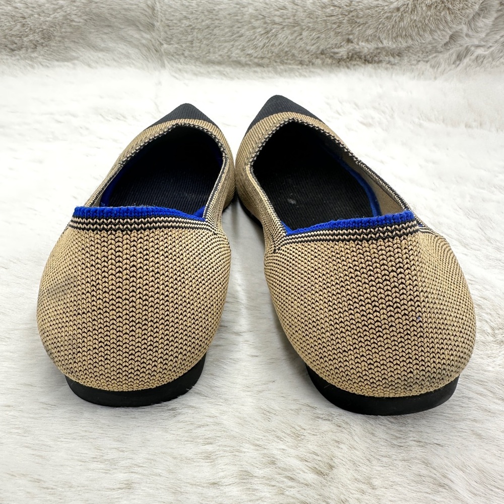 Retired Rothy's Dune Cap Toe The Point Flats Beige Blue Size 8.5 - Picture 7 of 12